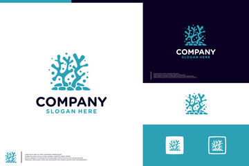 coral reef logo , abstract , underwater, logo design vector.