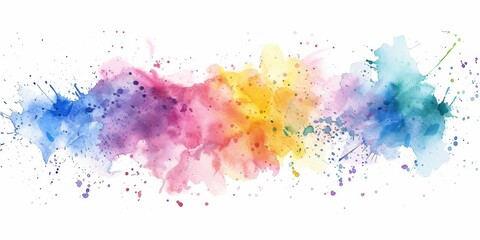 A seamless gradient of watercolor splashes dances from blue to pink, capturing a spectrum of emotions on white canvas.
