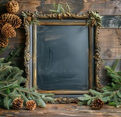 Chalkboard Surrounded by Pine Cones