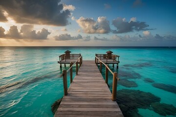 Vacation and tourism concept, tropical paradise, pier