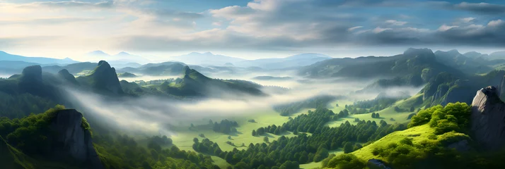 Foto op Canvas Majestic Panoramic View of the Snow-Capped Czech Mountains Embraced by Clouds and Sky © Howard