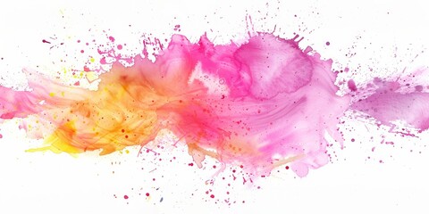 A burst of warm pink to orange watercolor, this vivid splash against white captures a sense of joyful energy and artistic spontaneity.