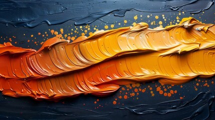 Paintings of abstract art, murals, contemporary art, paint spots, paint strokes, golden elements, orange, blue, gold, knife painting. Large strokes in oil.