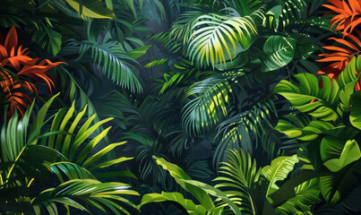 Fototapeta na wymiar tropical leaves , tropical jungle landscape , texture background wallpaper