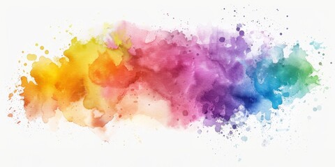 Radiant watercolor splash blending from sunny yellow to deep blue, a spectrum of color on a pure white canvas depicting optimism and harmony.