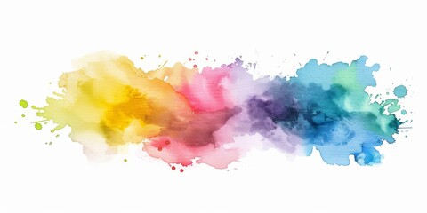 A beautiful watercolor splash creates a rainbow cascade, with a seamless flow from cool blues to vibrant reds, evoking a sense of joyful expression.