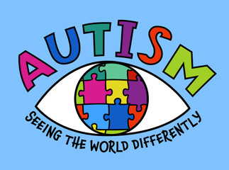 Autism awareness day. Autistic spectrum disorder landscape poster. - 758256740