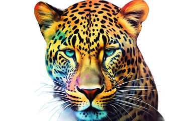 A style colors black backdrop variety abstract jaguar watercolor facing portrait ahead - obrazy, fototapety, plakaty