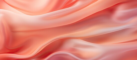 A closeup of a satin fabric with waves in shades of pink and magenta, resembling the petals of a flowering plant from the rose family. The pattern is reminiscent of a blooming peach or rose