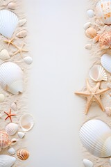 Beach Treasures: Shells and Starfish on Sea Sand