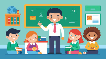 Math lesson teacher vector illustration