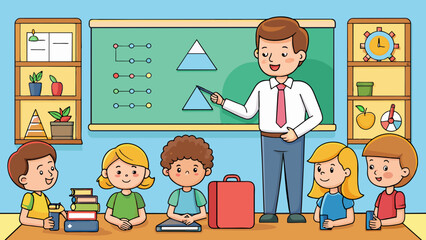 Math lesson teacher vector illustration