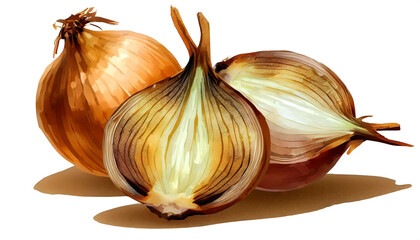 Gegrillte Zwiebel isoliert auf weißen Hintergrund, Freisteller 