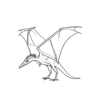 Pteranodon SVG Black and White on a Transparent Background Generative AI