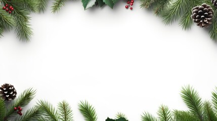 Christmas frame with pine branches with space for text