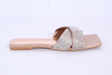 Picture of women flat chappal. Ladies' Flat Slippers are so easy to style and versatile that a...