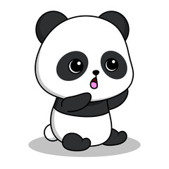 Cute panda poses and expressions, digital art illustration