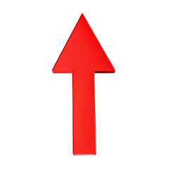 Red Upwards Arrow on White or Transparent Background. PNG.