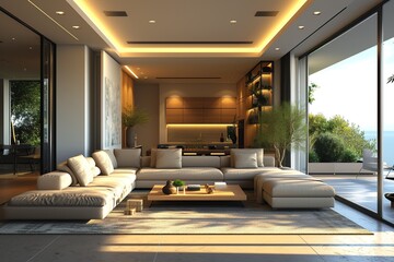 Obraz na płótnie Canvas Interior of modern living room 3D rendering
