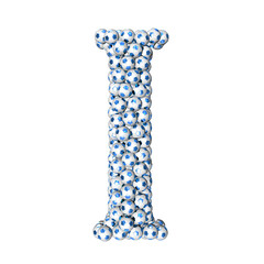 Symbols made from blue soccer balls. letter i