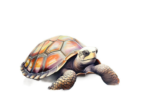 style illustration watercolor fantasy A garden turtle painting