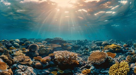Naklejka na ściany i meble Underwater View of Coral Reef