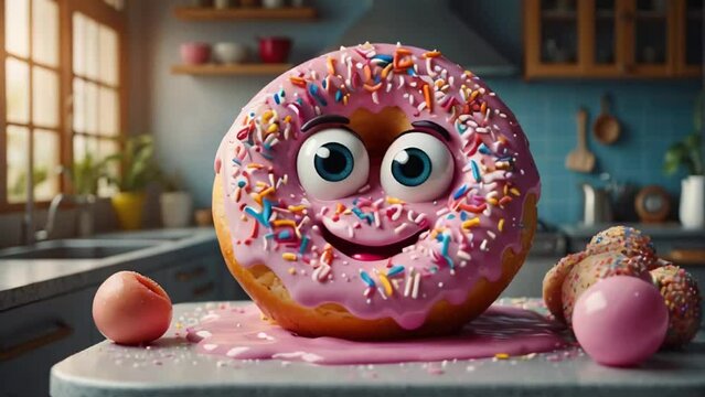 cute cartoon donut with eyes