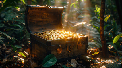 Treasure Chest Full of Gold Background