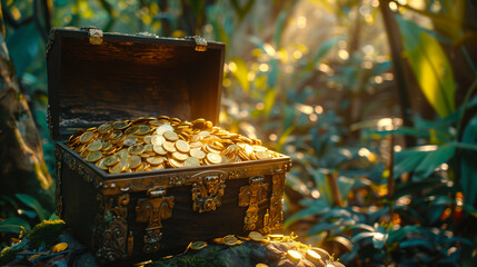Treasure Chest Full of Gold Background