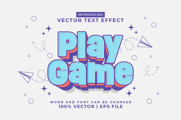 Editable text effect Play Game 3d Cartoon template style premium vector