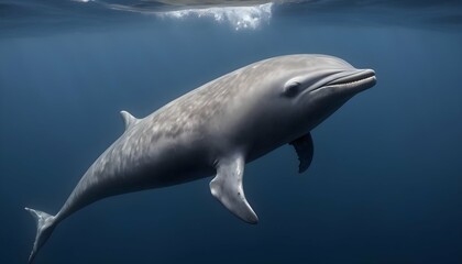 A Beaked Whale Diving Deep Into The Ocean Depths