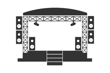 Outdoor stage icon. Podium platform line and background vector ilustration.