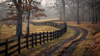 A serpentine equine barrier spans the countryside of Kentucky.