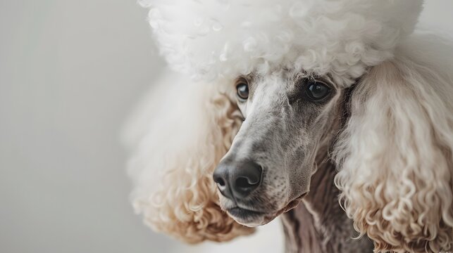 Elegant Standard Poodle Closeup Portrait High Resolution Photo