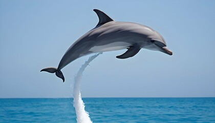Fototapeta na wymiar A Dolphin Performing Acrobatic Flips In The Air