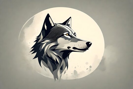 A captivating HD image of a minimalistic vector logo portraying a wolf, effortlessly embodying the concepts of power and free spirit through meticulous attention to detail..