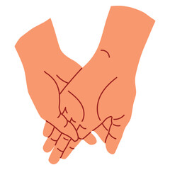 Peoples hands - handshake gesture. Vector illustration in flat style.