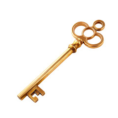 Vintage Golden Key With Attached Keys - Transparent background, Cut out