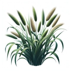 Obraz premium Green cane reed grass isolated on a white background 