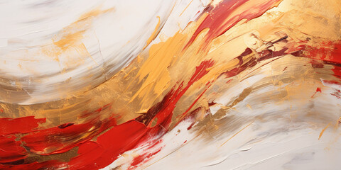 Red and yellow oil paint background, texture of rough paintbrush strokes, abstract pattern. Concept...