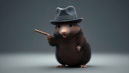 A Mole In A Detective Hat Investigating A Mystery