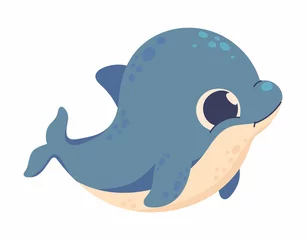 Cercles muraux Baleine Cute Dolphin Sea Life Cartoon Icon Isolated