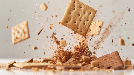 Explosion of graham crackers and chocolates