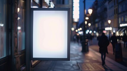 Advertising board on a busy commercial street