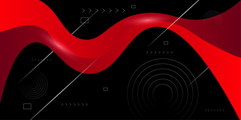 red gradient wave  abstract geometric shape  technology background
