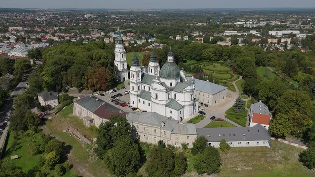 Beautiful Landscape Hill Basilica Chelm Aerial View Poland