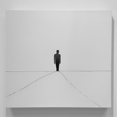 a man walking on a line  by pencil drawing balack and white