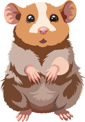 Charming vector graphic of a wide-eyed, adorable hamster