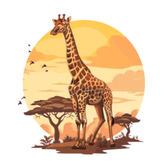Wandaufkleber Giraffe in savannah. African safari. Vector illustration © whitecityrecords