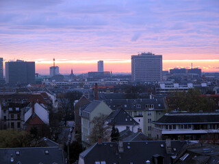 Skyline in the morning - City viewed from a 9th floor building in Frederiksberg area - Copenhagen -...